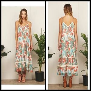 💕ADELYN RAE💕 Floral Maxi Dress with Lace Dress